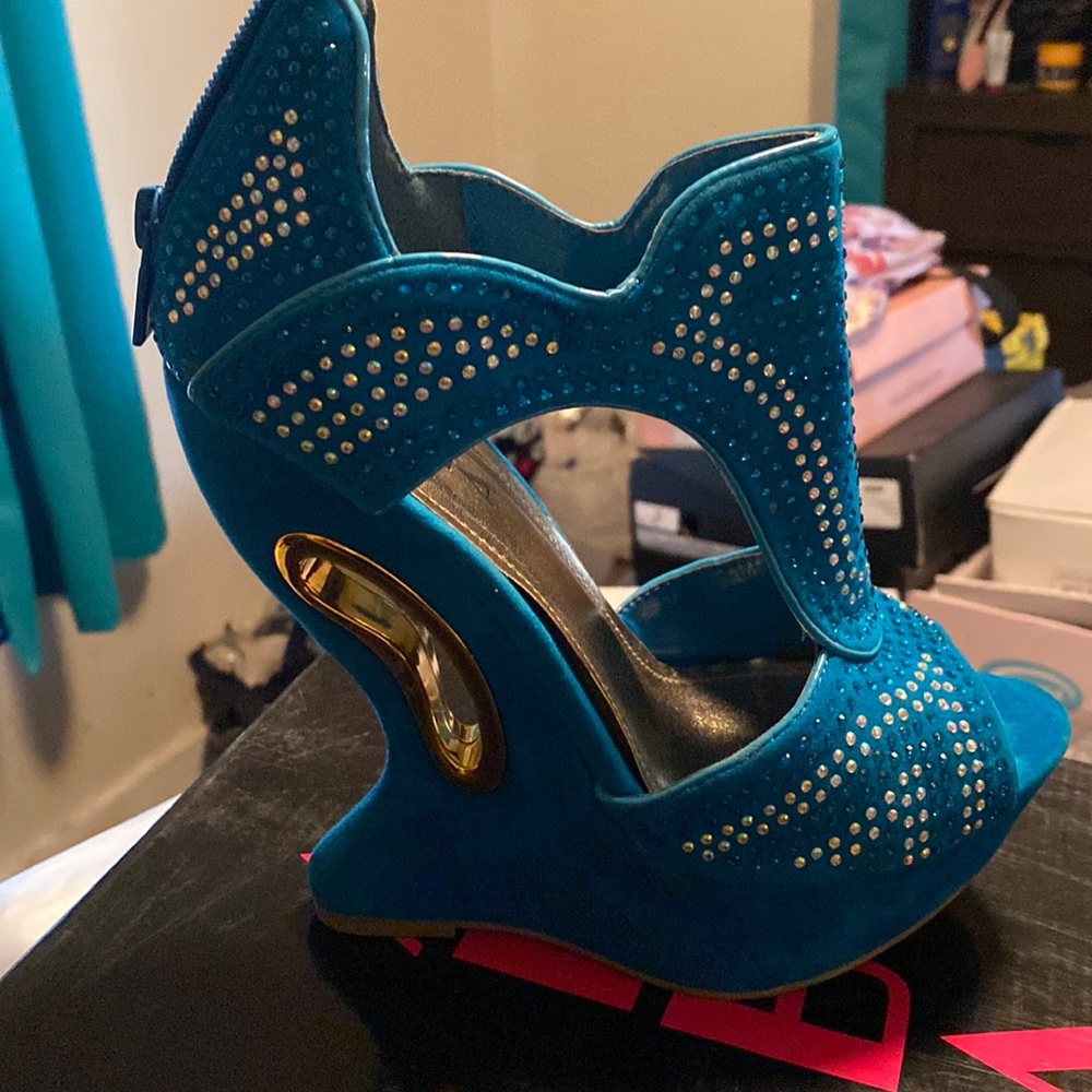 Blue heels. Worn twice.